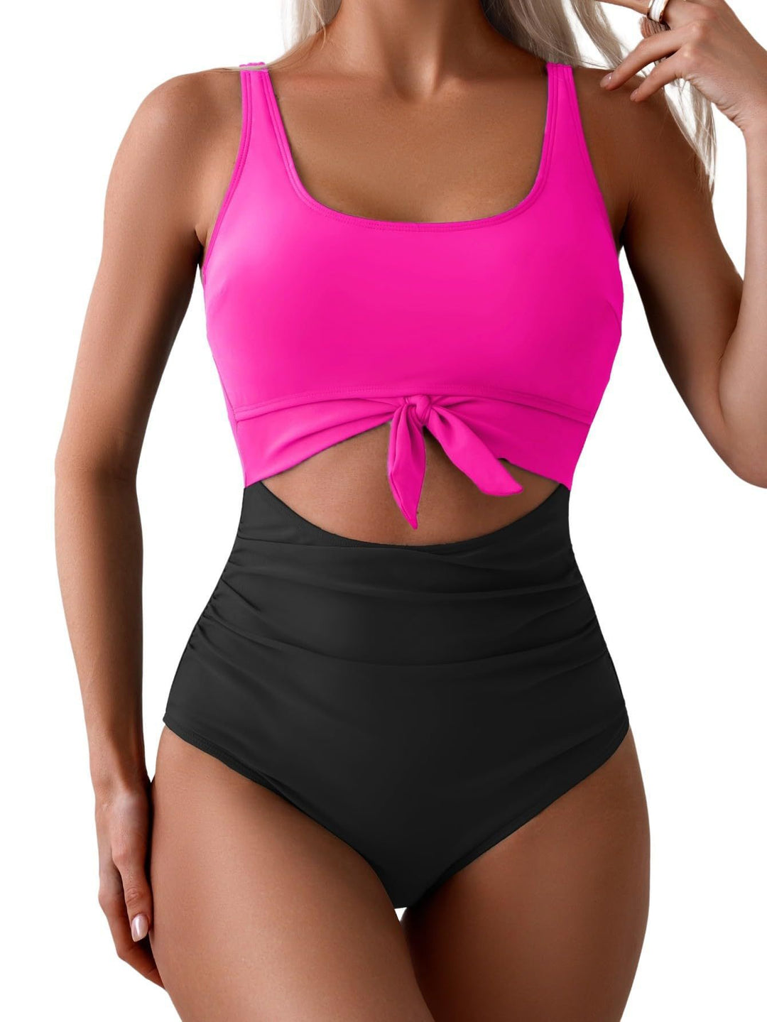Women's High-Cut Swimsuit with Fashionable Knot Detail StylebySassy