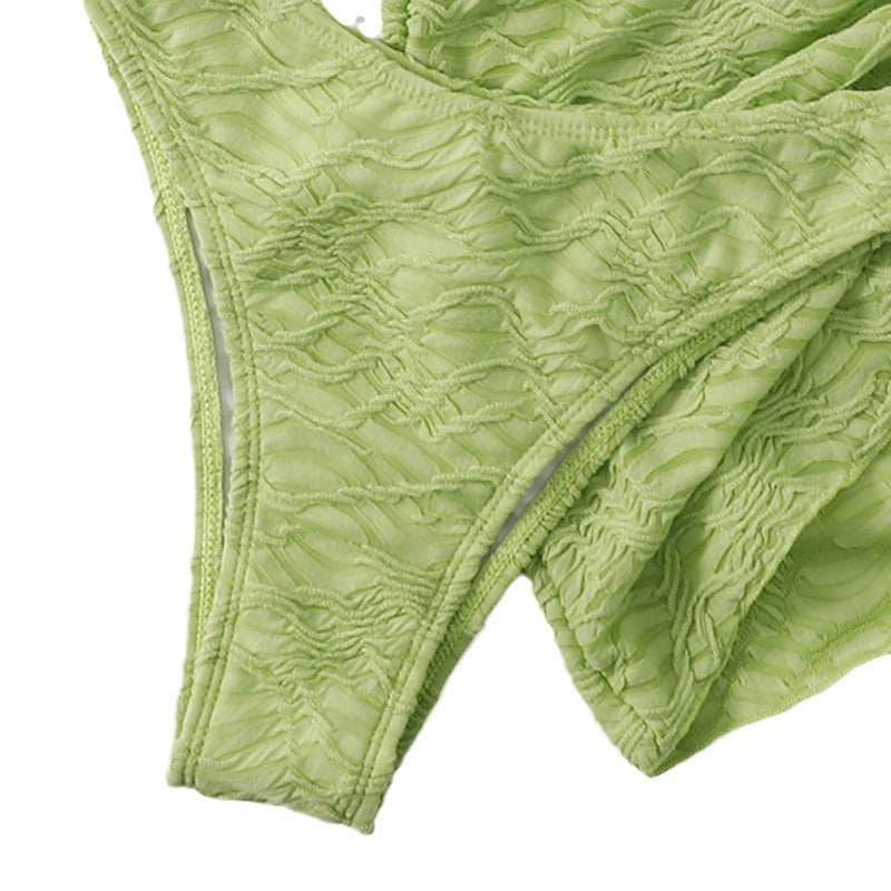 Ladies bandeau bikini with innovative draping and removable skirt StylebySassy