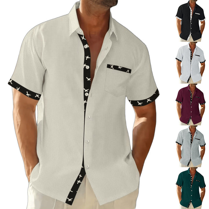 Men's structured short-sleeve shirt with chest pocket and contrast trim StylebySassy