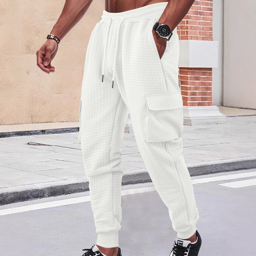 Men's Nano Square Structured Cargo Jogging Pants with Drawstring Waist and Patch Side Pockets StylebySassy