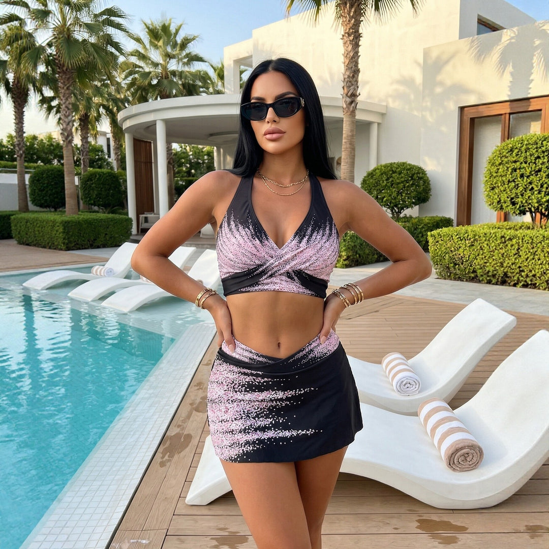 Ladies Sporty Bikini Set with Elegant Wrap Skirt StylebySassy