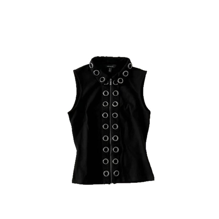 Ladies fashionable short-sleeve top with contrast eyelets StylebySassy
