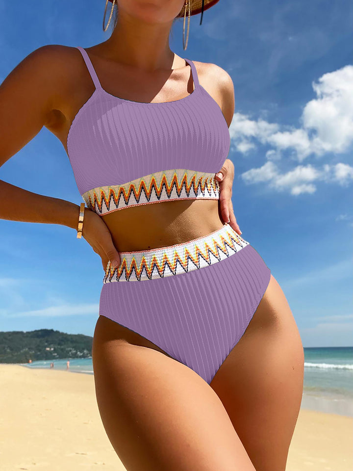 Women's High-Waisted Bikini Set with Refined Decorative Details StylebySassy