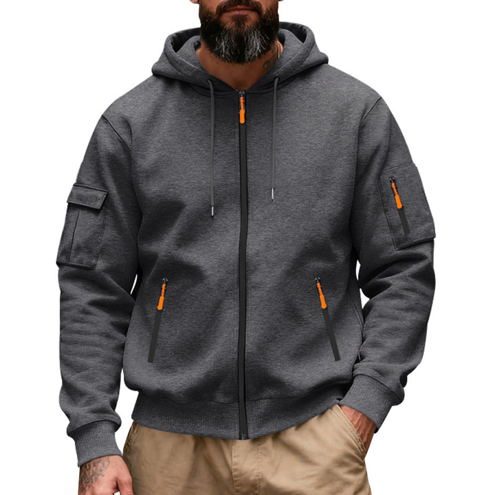 Men's functional hoodie sweat jacket with full zip and arm pocket StylebySassy