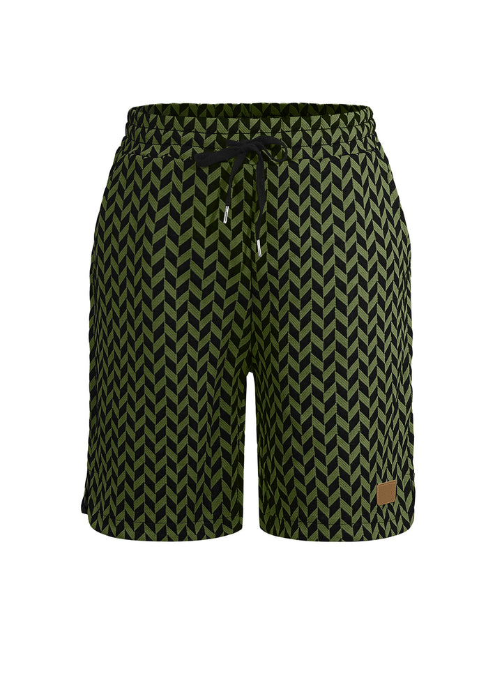 Women's Jacquard Shorts with elastic comfort waistband, drawstring and herringbone pattern StylebySassy