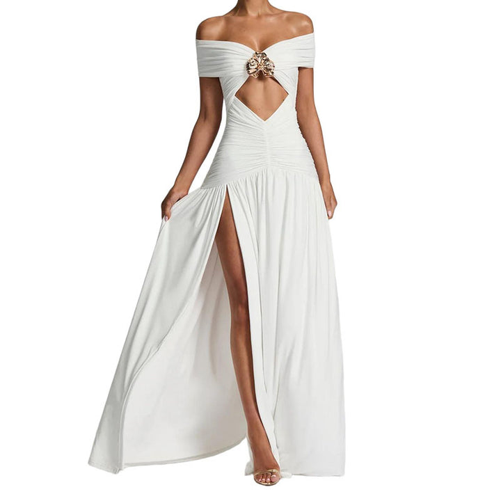 Women Elegant Off-Shoulder Maxi Dress with Practical Cut-Out StylebySassy