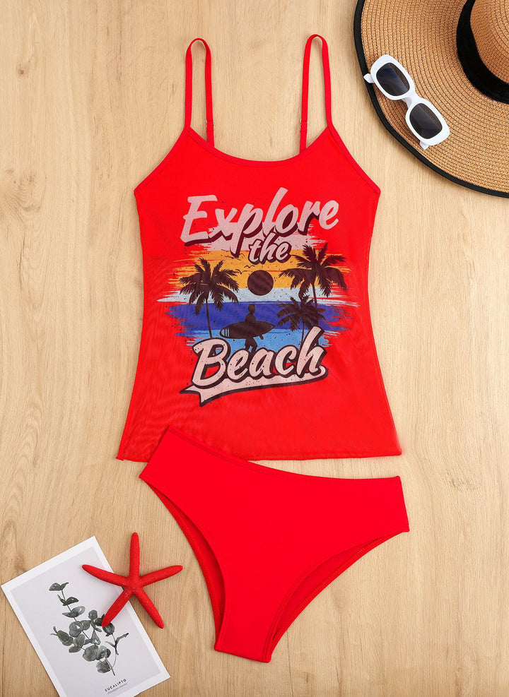 Women's Sporty Tankini Set with Trendy Print StylebySassy