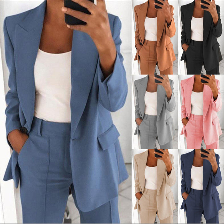 Women's Two-Piece Suit with Button-Front Blazer