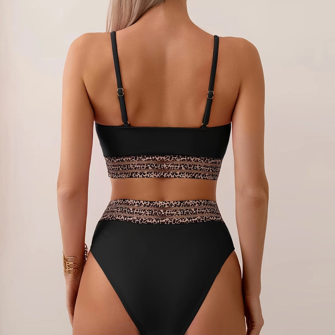 Women's High-Waisted Bikini Set with Fashionable Leopard Details StylebySassy