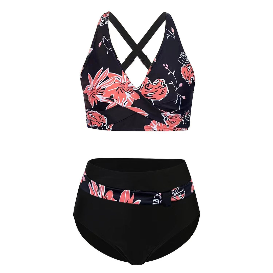 Women's sporty bikini set with trendy cut and modern graphic design StylebySassy