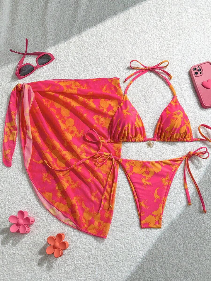 Women Triangle Bikini Set with adjustable straps and wrap StylebySassy