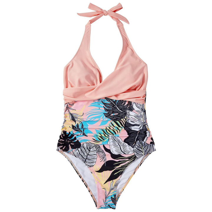 Women's High-Cut One-Piece Swimsuit with Floral Top StylebySassy