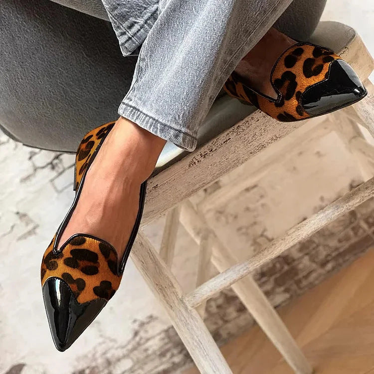 Women's Leopard Print Loafers with Pointed Toe