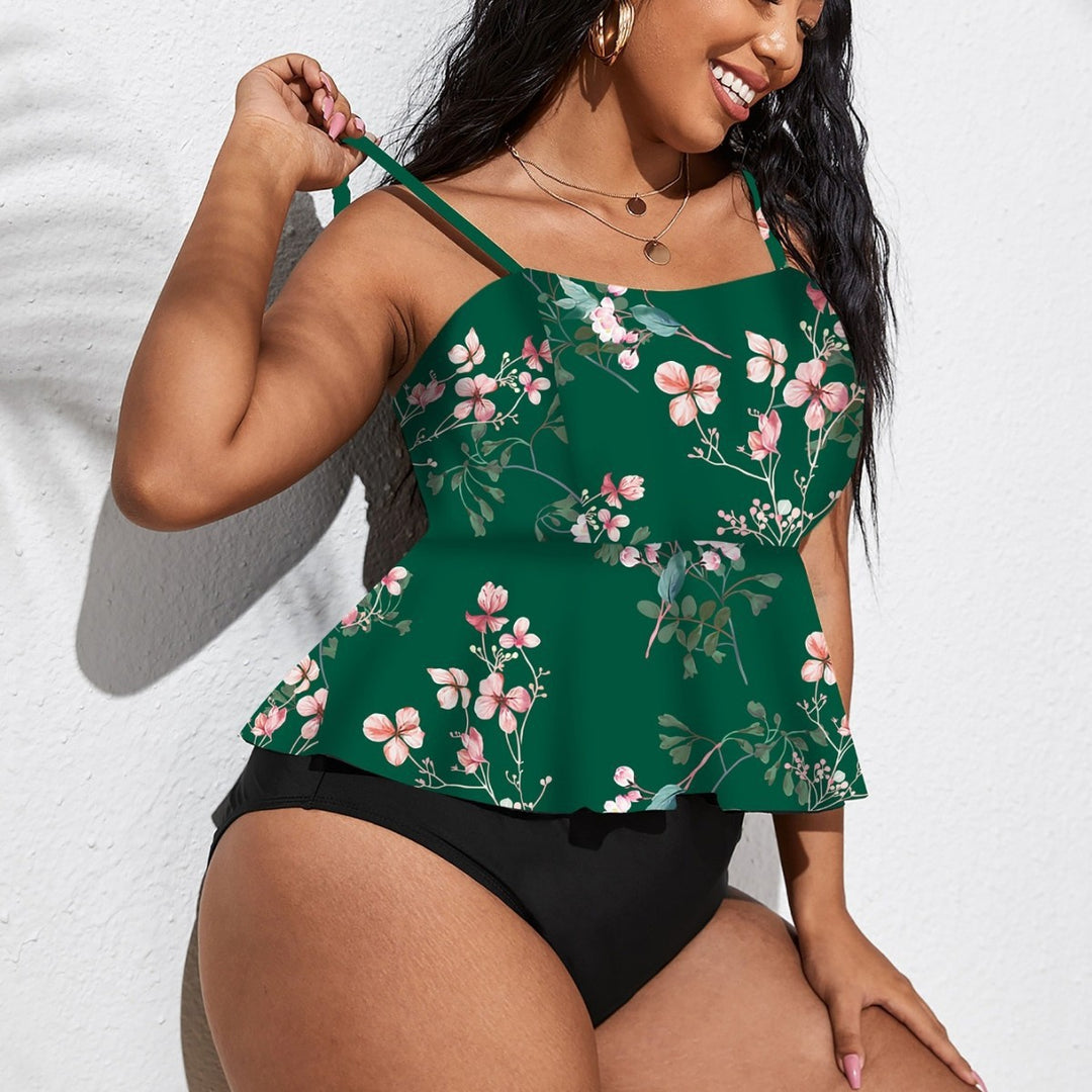 Women's tankini with flared skirt and floral design StylebySassy