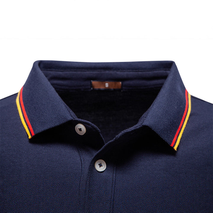 Men's tailored long-sleeve polo made of fine cotton pique with concealed button placket and ribbed cuffs StylebySassy