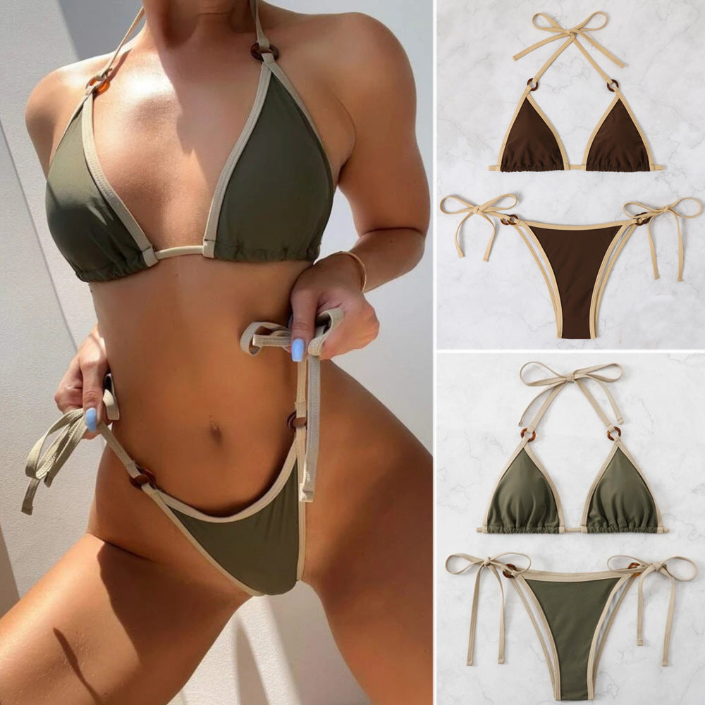 Ladies triangle bikini with adjustable straps and ring details StylebySassy
