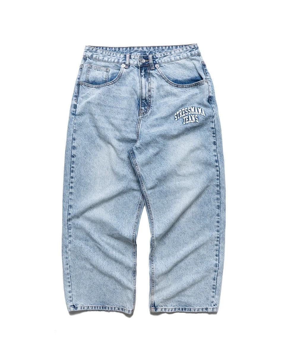 Women's wide denim jeans with stylish embroidery design StylebySassy