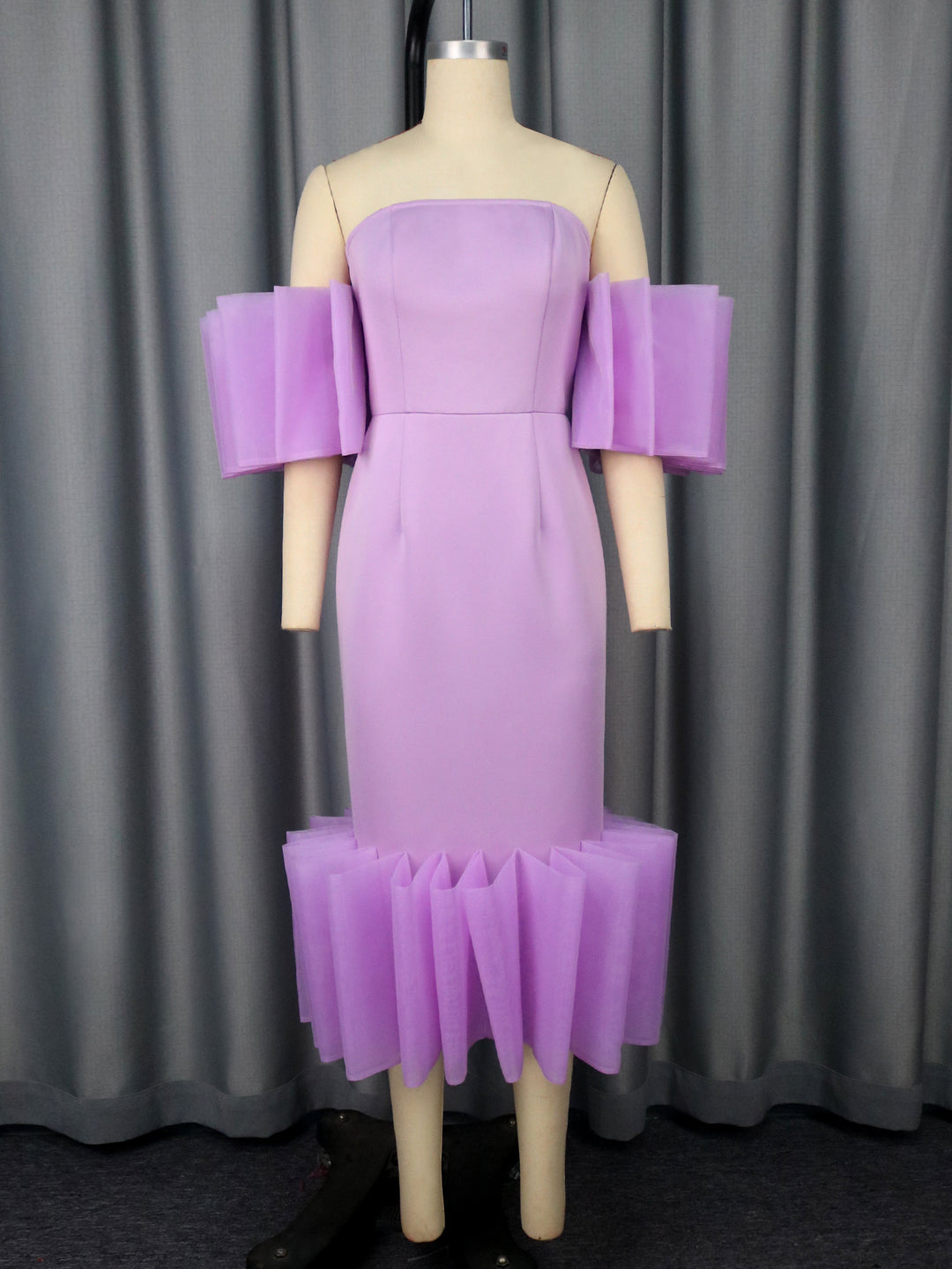 Women Elegant Dress with Voluminous Ruffled Sleeves StylebySassy
