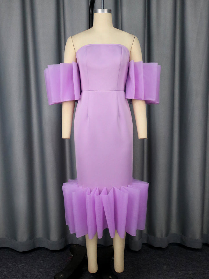 Women Elegant Dress with Voluminous Ruffled Sleeves StylebySassy