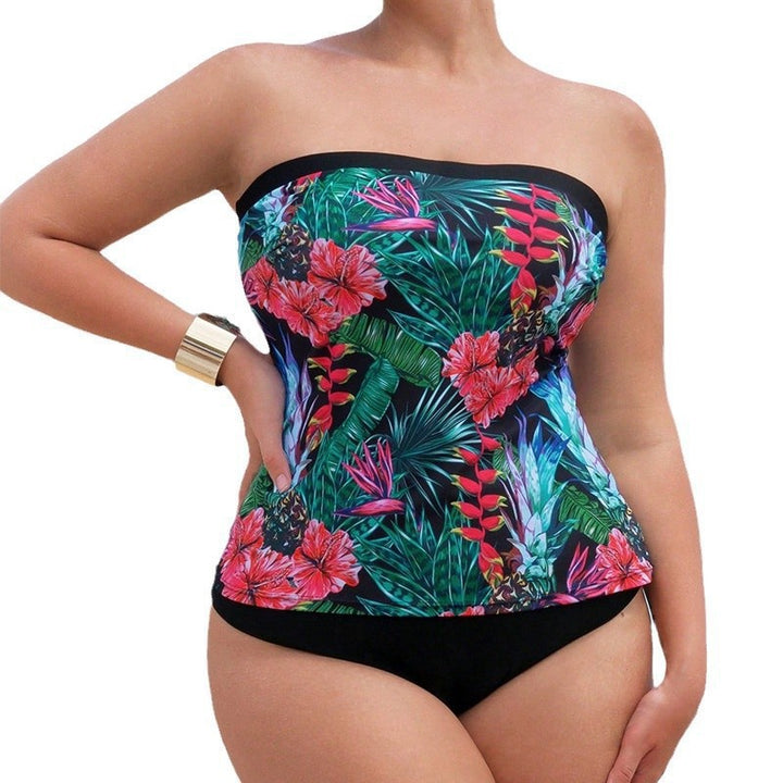 Women's Bandeau Tankini with Floral Design StylebySassy