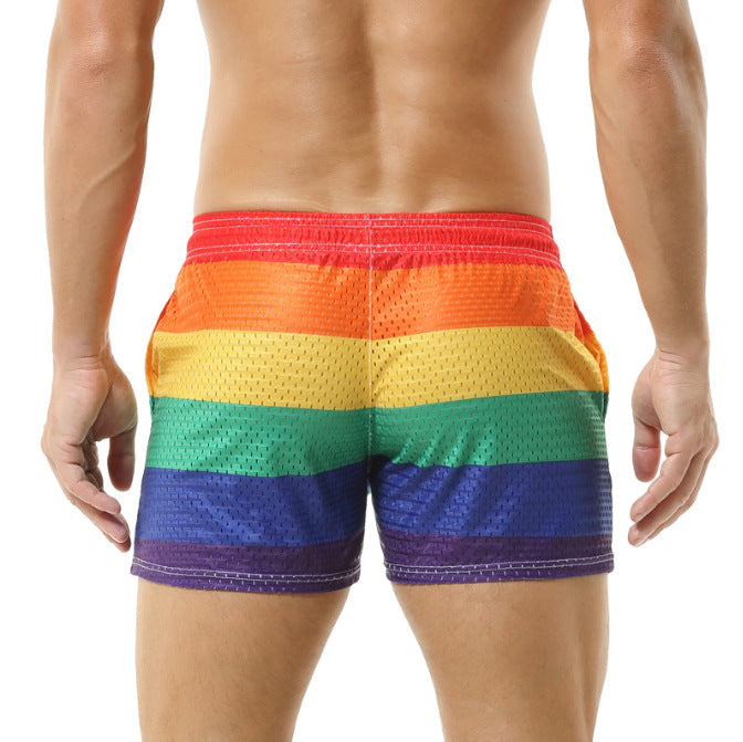 Men's short cut mesh swim shorts with elastic drawstring waistband and breathable lining StylebySassy