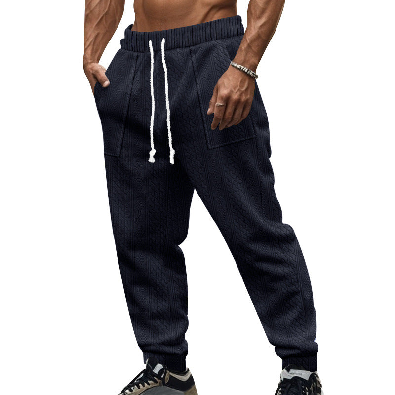 Men's cable knit joggers with drawstring waistband and patch pockets StylebySassy