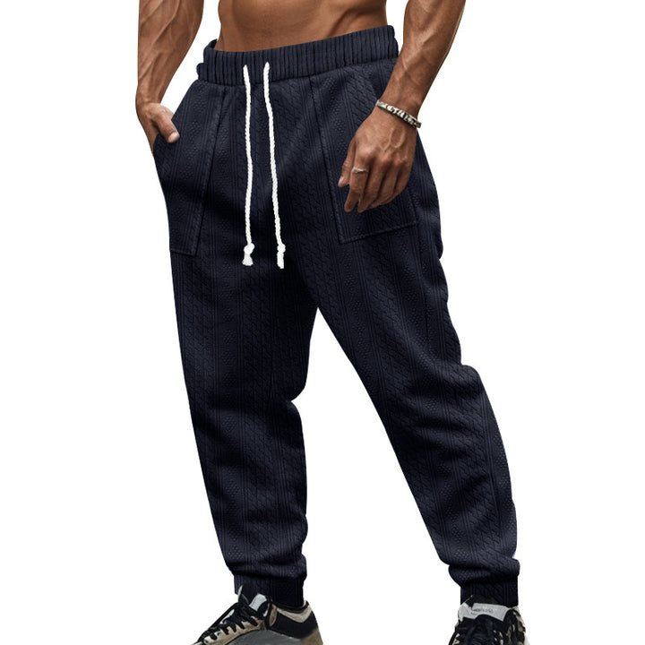 Men's cable knit joggers with drawstring waistband and patch pockets StylebySassy