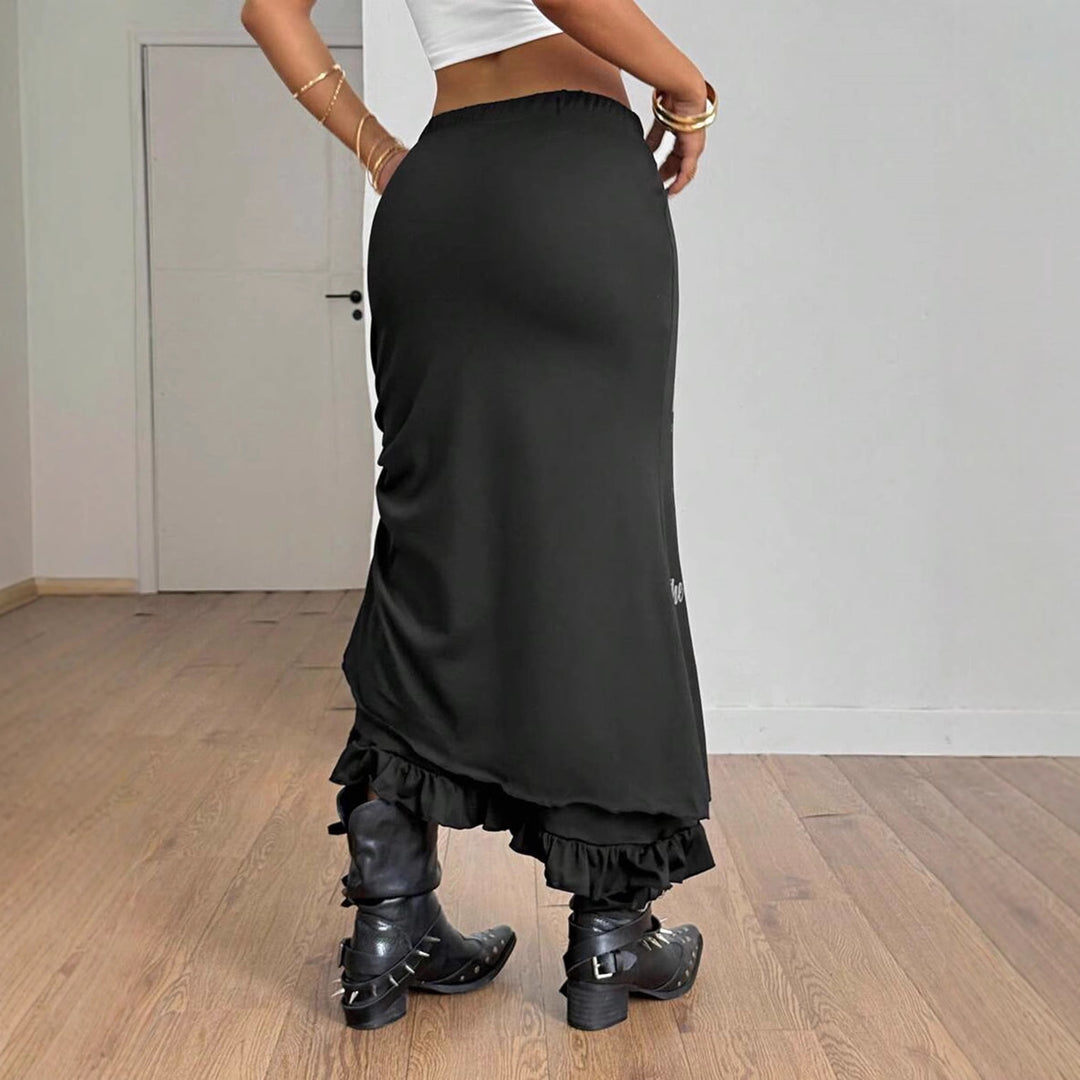 Ladies' skirt with fringed hem and eye-catching graphic print StylebySassy