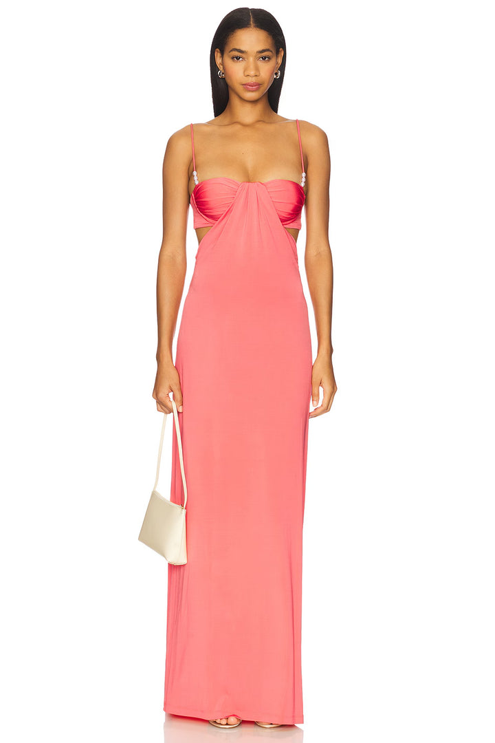 Women nan maxi dress with bustier cups, side cut-outs and fine spaghetti straps StylebySassy