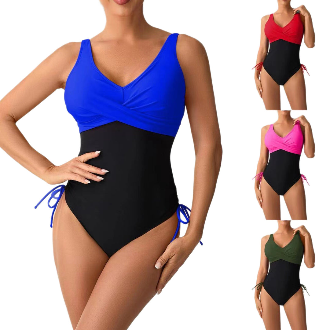 Women's One-Piece Swimsuit with Fashionable Wrap Design and Side Ties StylebySassy