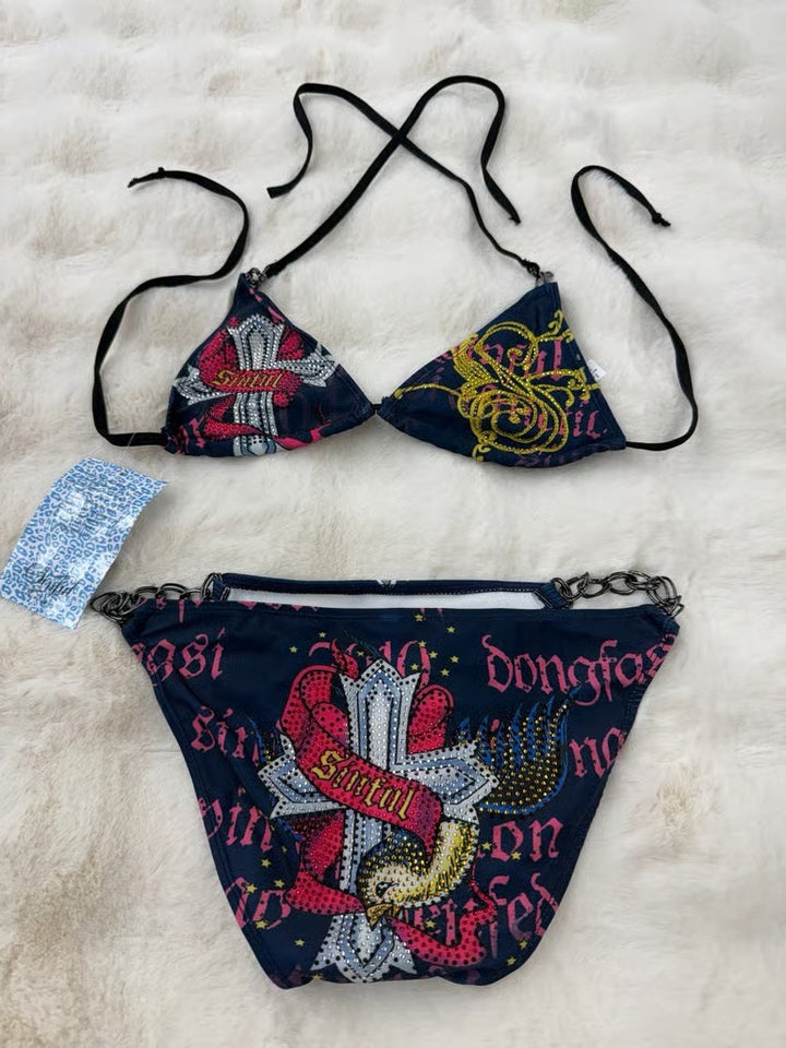 Women's triangle bikini with striking graphic trim StylebySassy