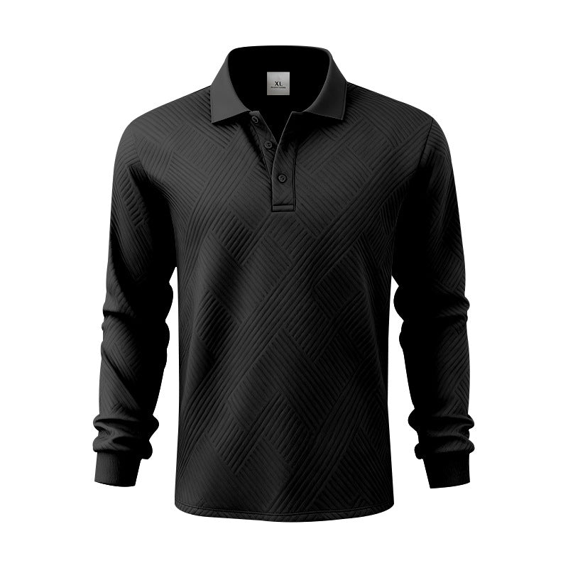 Men's long-sleeve polo shirt made of textured jacquard knit StylebySassy