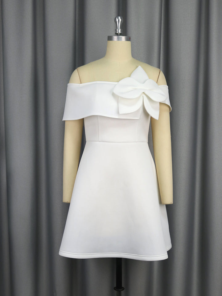 Ladies Off-Shoulder Dress with Large Bow Accent StylebySassy