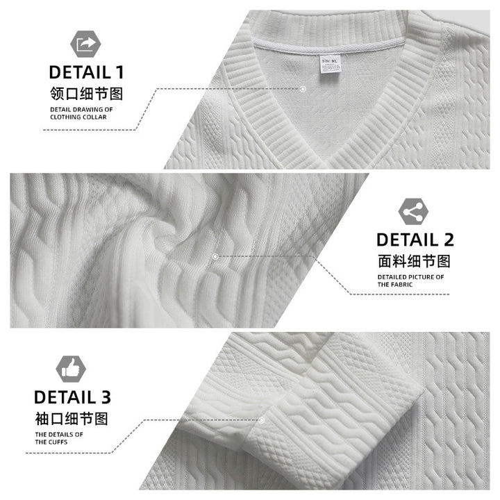 Men's Oversize Cable Knit Long Sweater with Deep V-Neck and Matching Knit Pants StylebySassy