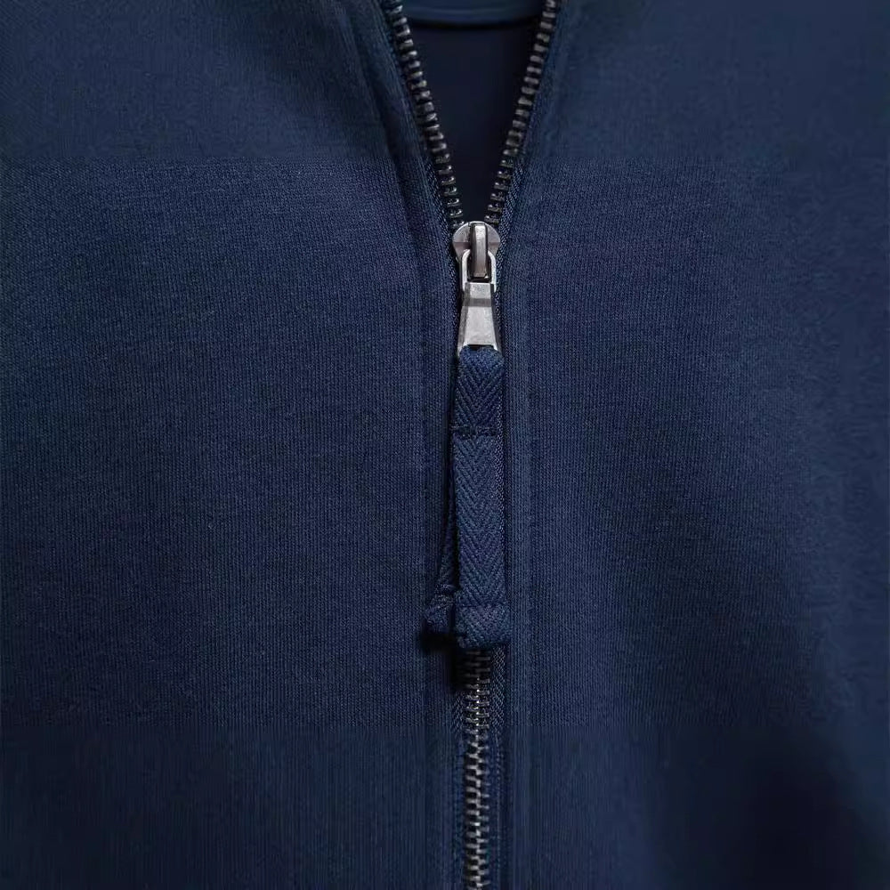 Men's sporty cotton sweatshirt jacket with stand-up collar and kangaroo pockets StylebySassy
