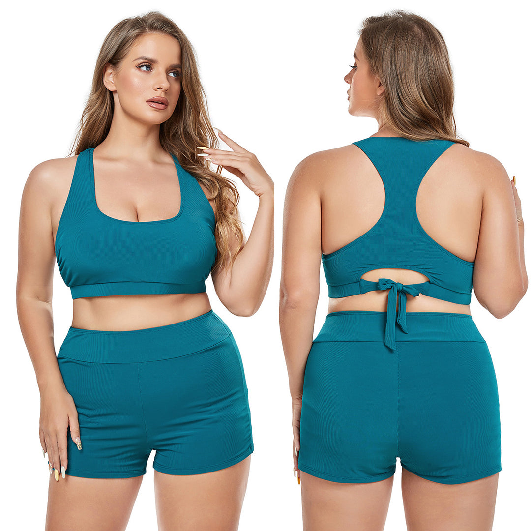 Women's Sporty Bikini Set with High-Waisted Bottom and Non-Slip Top StylebySassy