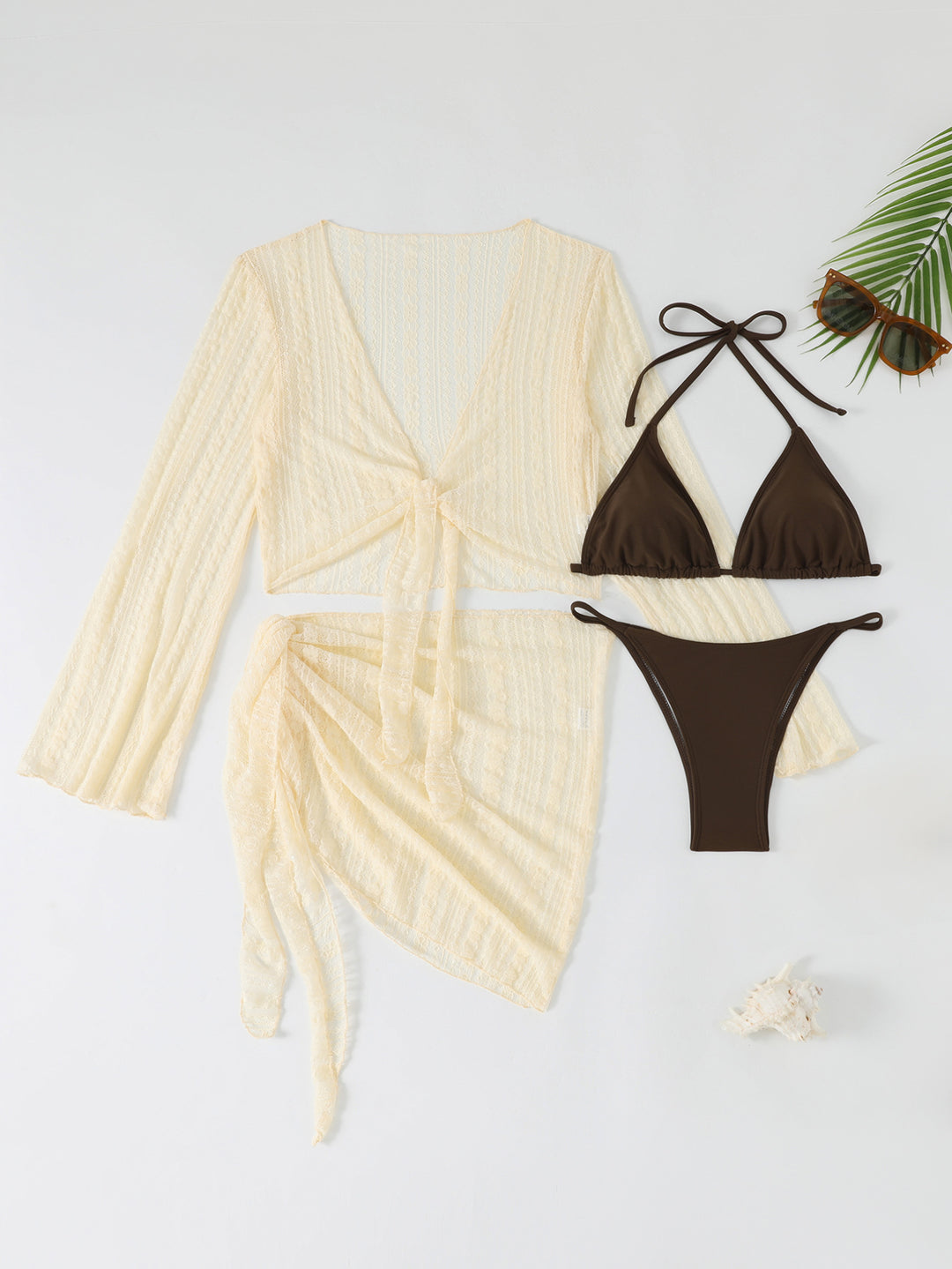 Women's Beach Set with Transparent Cover-Up StylebySassy