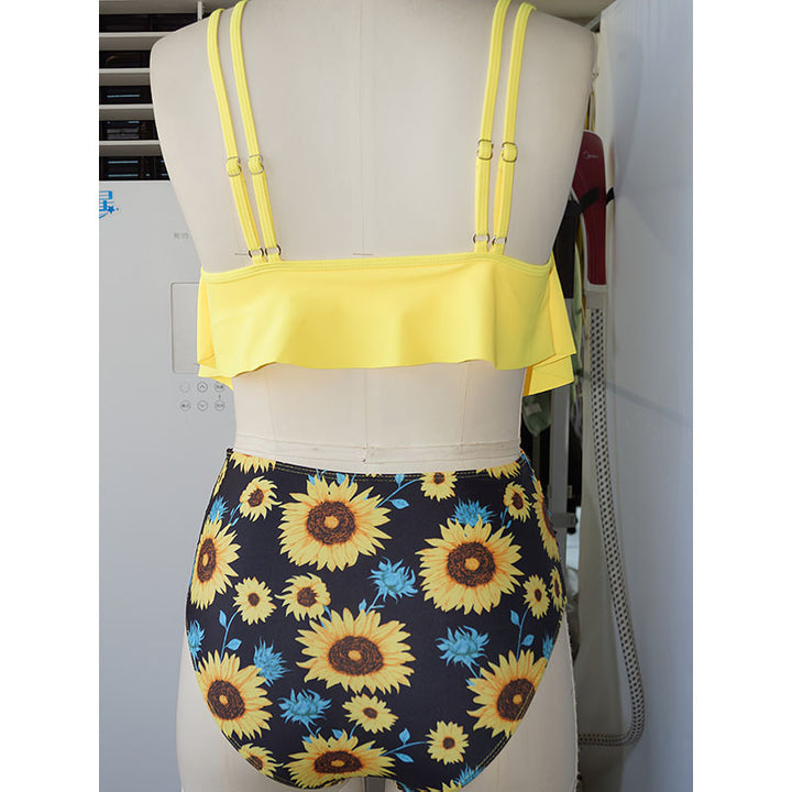 Women's swimsuit with stylish layered look and floral bottom StylebySassy