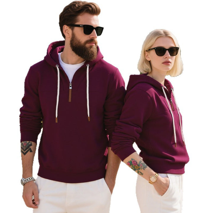 Men's soft fleece hoodie with half zip and adjustable hood StylebySassy