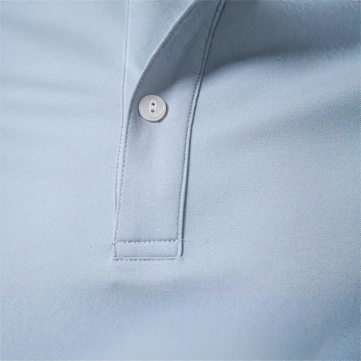 Men's breathable short-sleeved polo shirt made of cotton blend with ribbed hem StylebySassy