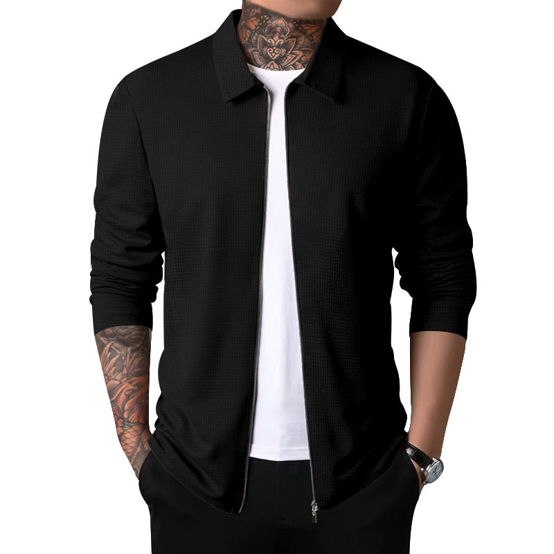 Men's nano structured shirt jacket with waffle structure, full-length zipper and slim fit StylebySassy