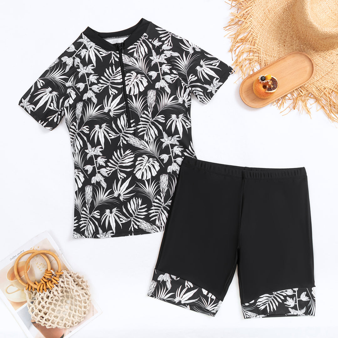 Ladies sporty two-piece swimsuit with modern floral design StylebySassy
