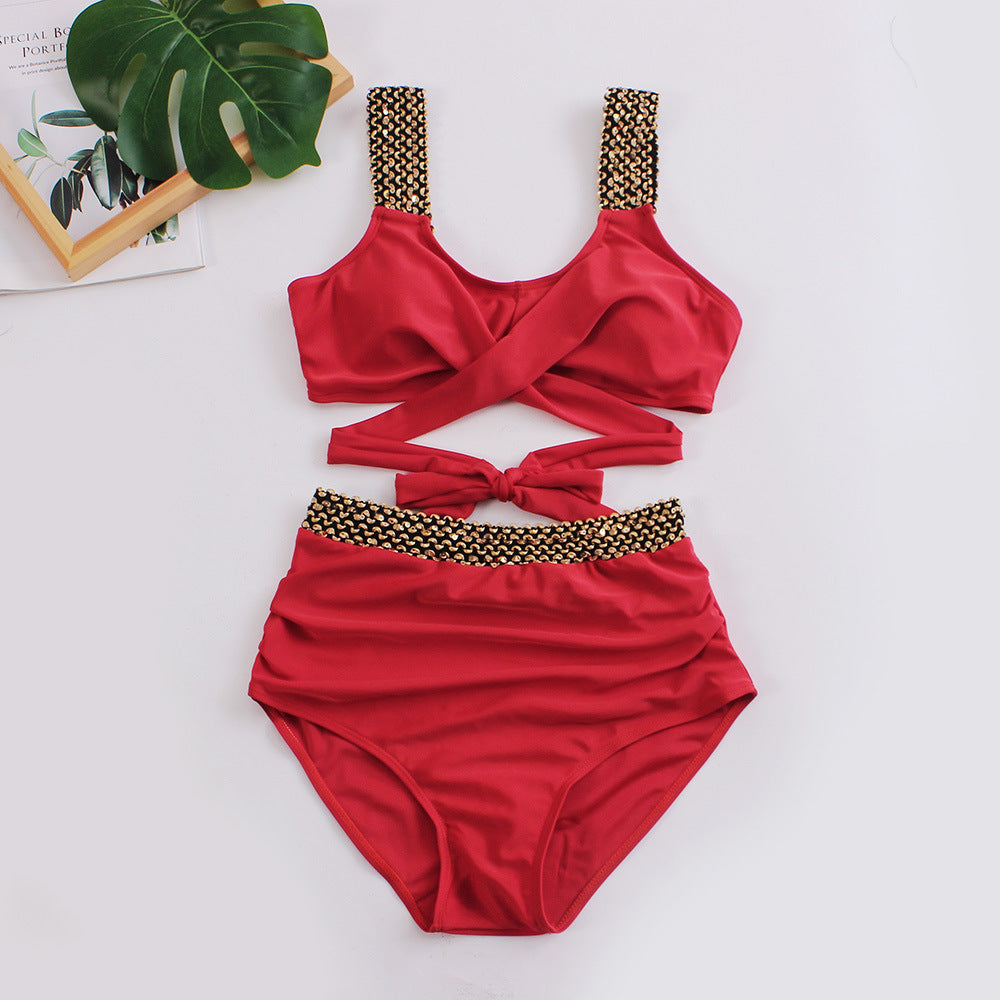 Women's High-Waisted Bikini Set with Stylish Wrap Top StylebySassy