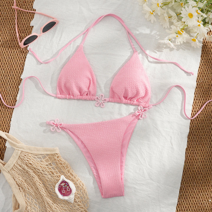 Women's triangle bikini with floral design and adjustable straps StylebySassy