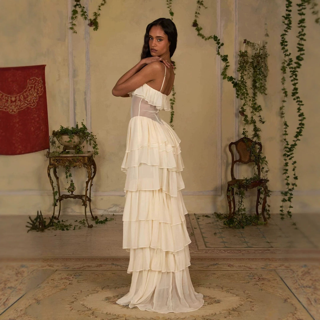 Women Elegant, off-the-shoulder maxi dress with flowing ruffles StylebySassy