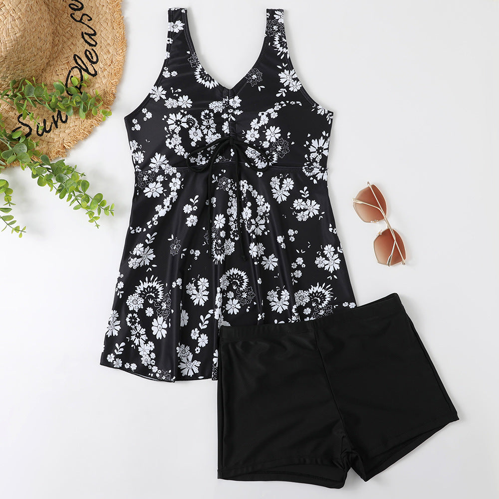 Ladies Tankini Set with Fashionable Floral Print and Ruffles StylebySassy