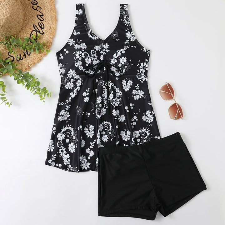 Ladies Tankini Set with Fashionable Floral Print and Ruffles StylebySassy