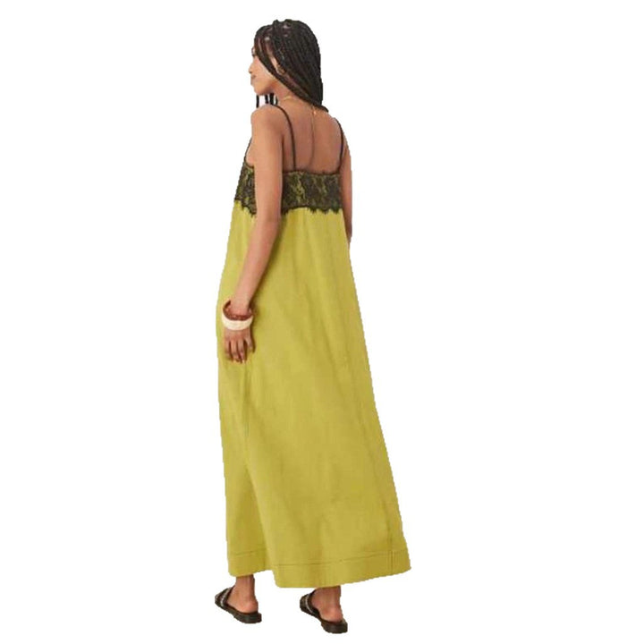 Women's nightgown inspired maxi dress with lace bustier and narrow spaghetti straps StylebySassy
