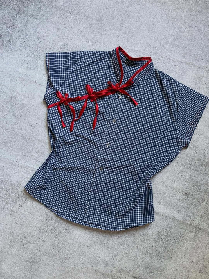 Women's Urban Check Top with Sophisticated Ruffle Details StylebySassy