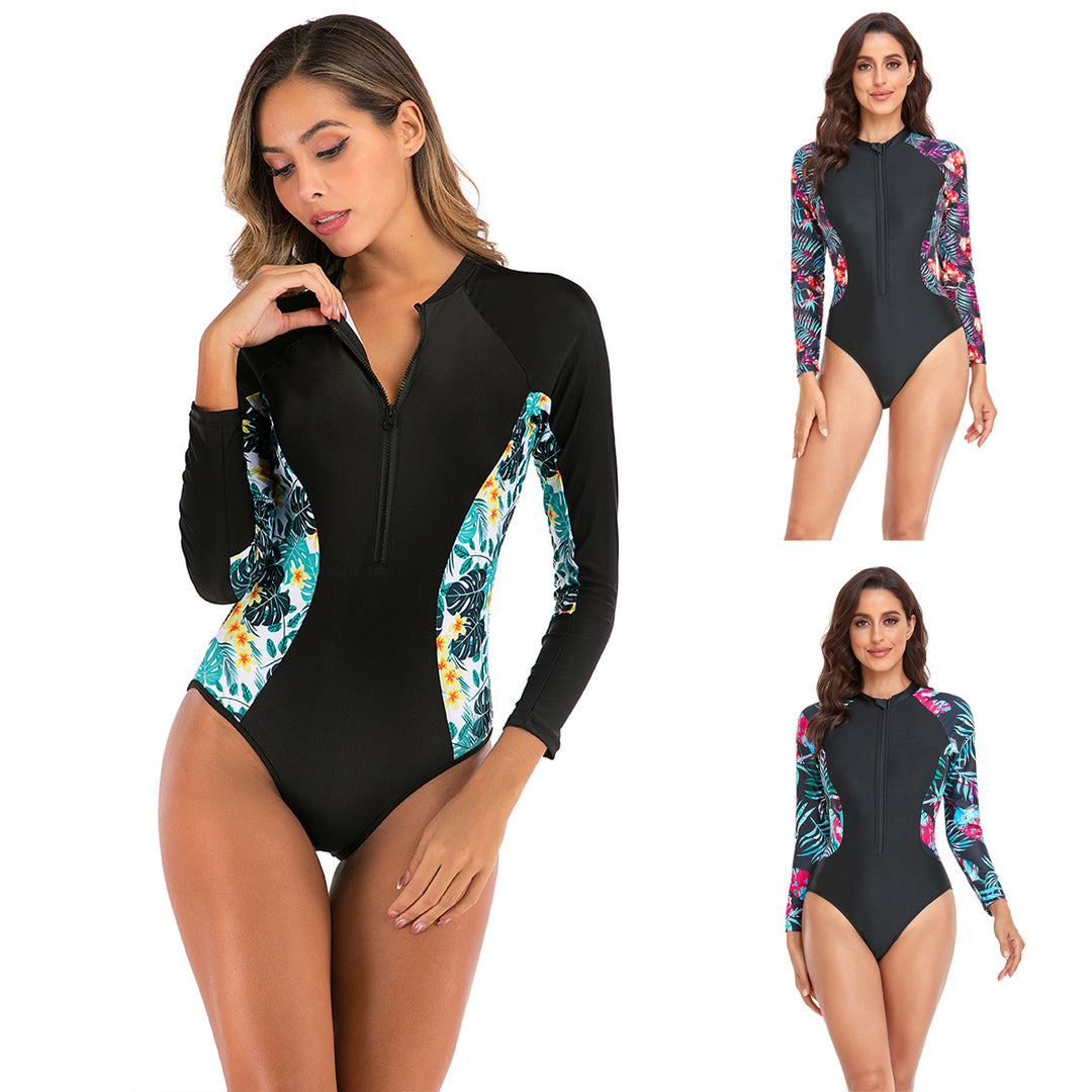 Women Long Sleeve Swimsuit with Floral Design StylebySassy